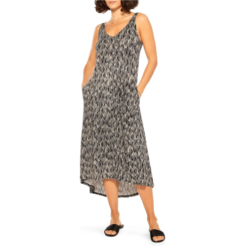 Womens NIC+ZOE Sketched Leaves Double V Tank Dress