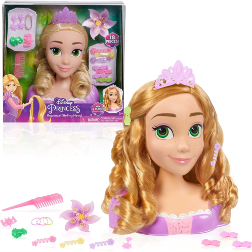 Disney Princess Rapunzel Styling Head, 18-pieces, Pretend Play, Officially Licensed Kids Toys for Ages 3 Up by Just Play