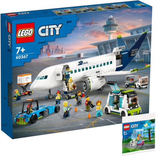 BRICKCOMPLETE Lego City 60367 Passenger Plane & 30639 Dog Park and Scooter Set of 2