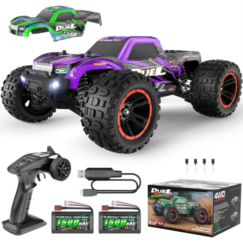 HAIBOXING RC Cars, 1:14 Hobby Fast Remote Control Cars for Adults, 39km/h High-Speed 4x4 Off-Road RC Truck RC Monster Truck Waterproof Crawler Racing Buggy 2 Batteries for Boys, Ki