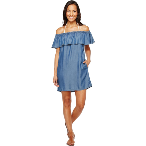 Womens Tommy Bahama Chambray Off the Shoulder Dress Cover-Up