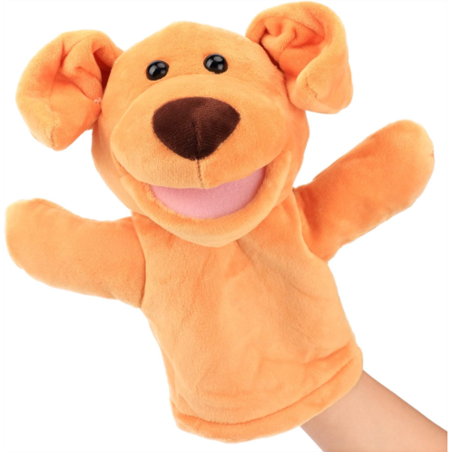 Easfan Puppy Hand Puppet Soft Animal Plush Toy with Movable Mouth Interactive Storytelling Cute Dog Toys Creativity and Imagination Christmas Birthday Gift for Toddlers Kids,Brown