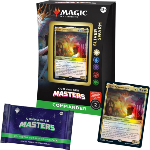 Magic The Gathering Magic: The Gathering Commander Masters Commander Deck - Sliver Swarm (100-Card Deck, 2-Card Collector Booster Sample Pack + Accessories)