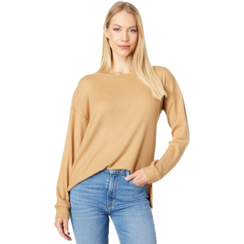 1.STATE Long Sleeve Open Twist Back Top