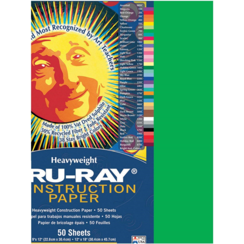 Tru Ray 9 X 12 Festive Green 50 Sht Arts & Crafts Construction Paper Paper Pac103006 Pacon Corporation