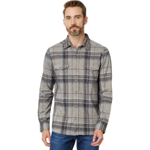 Mens Johnston & Murphy Brushed Large Plaid Button Front Knit