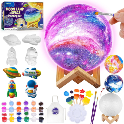 LAOESE Paint Your Own Moon Lamp Kit, Cool Gifts DIY 3D Space Moon Night Light, Art Supplies Arts & Crafts Kit, Arts and Crafts for Kids Ages 8-12, Toys Girls Boy Birthday Gift Ages 3 4 5