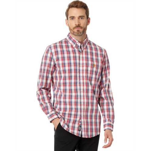 U.S. POLO ASSN. Long Sleeve Yarn-Dye Stretch Plaid Woven Shirt
