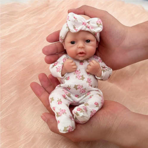 Mire & Mire Reborn Baby Dolls 7 Inch Girl Silicone Doll Mini Realistic Baby Dolls Silicone Full Body Hand Made