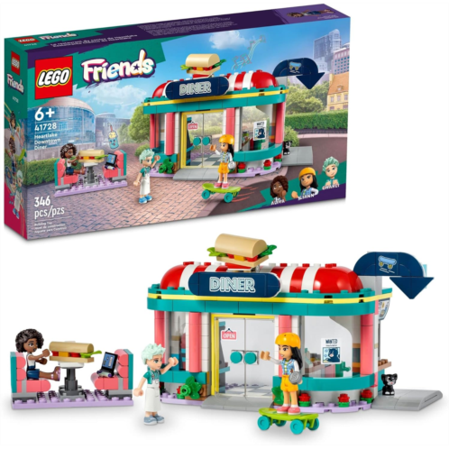 LEGO Friends Heartlake Downtown Diner Building Toy - Restaurant Pretend Playset with Food, Includes Mini-Dolls Liann, Aliya, and Charli, Birthday Gift Toy Set for Boys and Girls Ag