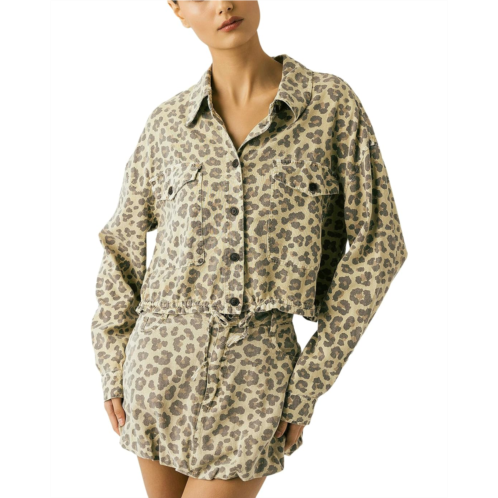 Womens Blank NYC Wild Short Lightweight Leopard Shirt Jacket