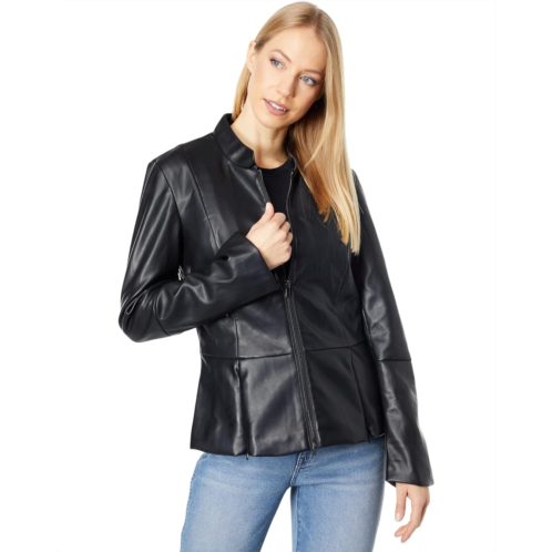 Avec Les Filles Faux Leather Peplum Jacket