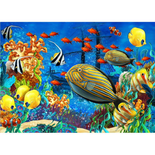 HUADADA Jigsaw Puzzles for Adults 1000 Pieces, Underwater Fishes Interlock Perfectly Letter on Back No Dust, Home Decor Birthday Party Gift Toy for Men Women Olds Seniors (27.5x19.