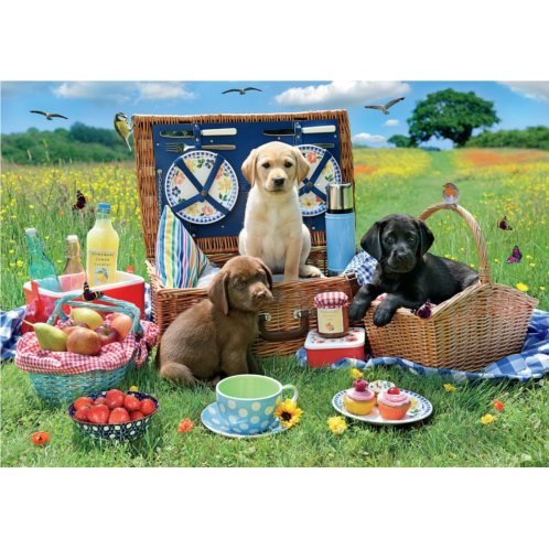 Buffalo Games - Adorable Animals - Puppy Park Picnic - 300 Large Piece Jigsaw Puzzle for Adults Challenging Puzzle Perfect for Game Nights