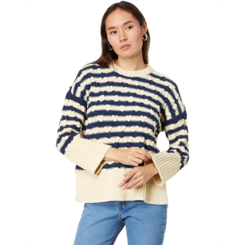 Womens Madewell Cable-Knit Oversized Sweater in Stripe