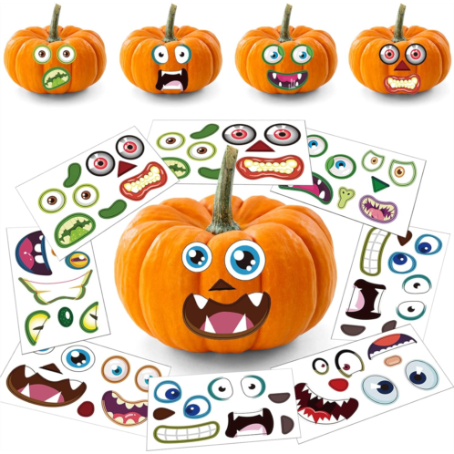 OuMuaMua Halloween Party Games Stickers for Kids Make Your Own Halloween Stickers, Kids Halloween Activities Stickers for Halloween Party Favors (24 Pumpkin Sticker)