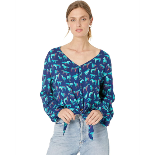 Roper Wild Horse Print Long Sleeve Blouse