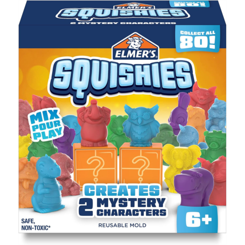 Elmer  s Elmers Squishies Kids Activity Kit, DIY Squishy Toy Kit Creates 2 Mystery Characters, 12 Piece Kit