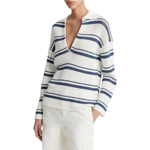 Womens Vince Racked Ribbed Stripe Pullover
