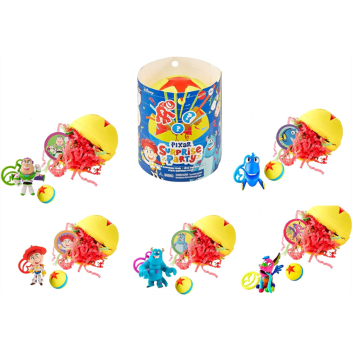 Mattel Pixar Surprise Party Crushable Pinata Ball with Clippable Movie Character Figure, Bouncy Ball & Sticker, Gift for Kids 4 Years Old & Up