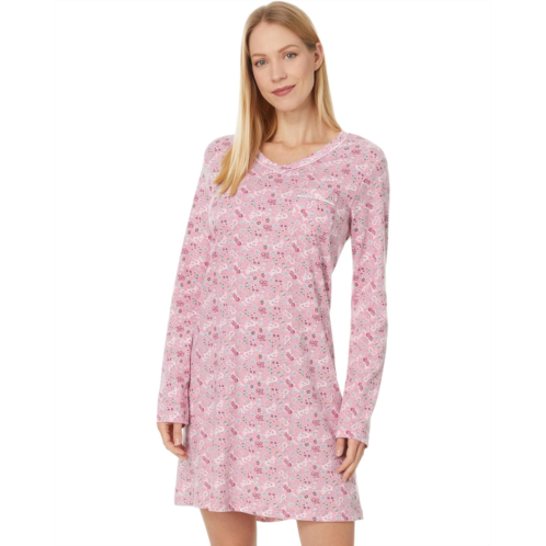 Womens Karen Neuburger V-Neck Nightshirt With Satin Picot