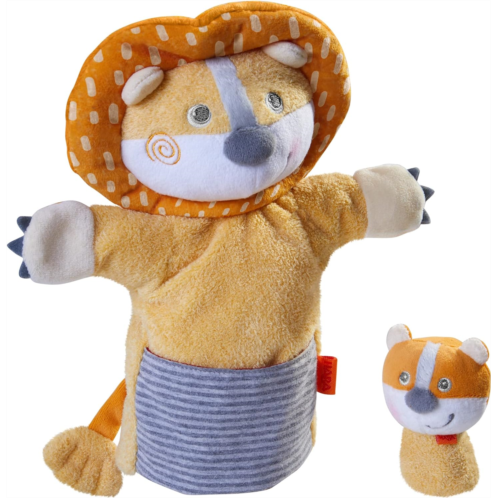 HABA Lion Hand Puppet Lion with Baby Cub Finger Puppet