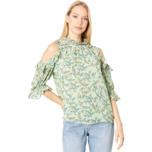 Max Studio Georgette Cold-Shoulder Ruffle Top