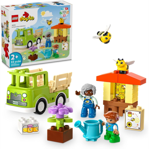 LEGO DUPLO Town Caring for Bees & Beehives Preschool Kids Learning Toy, 2 Figures and a Drivable Truck, STEM Toy, Build-and-Rebuild Educational Set for Toddlers Ages 2 Years Old a