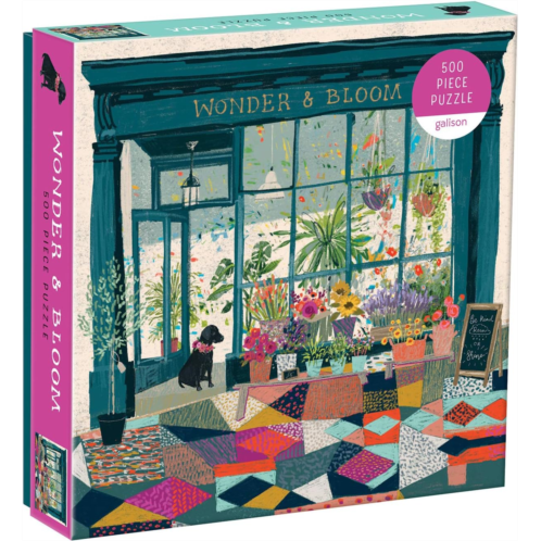 Galison Wonder & Bloom Puzzle, 500 Pieces, 20”x20” - Brightly Colored Scene of a Welcoming Local Plant Shop - Challenging, Perfect for Family Fun, Multicolor