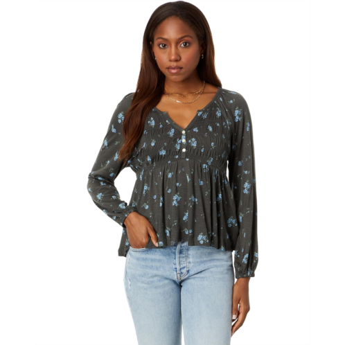 Lucky Brand Long Sleeve Floral Smocked Top