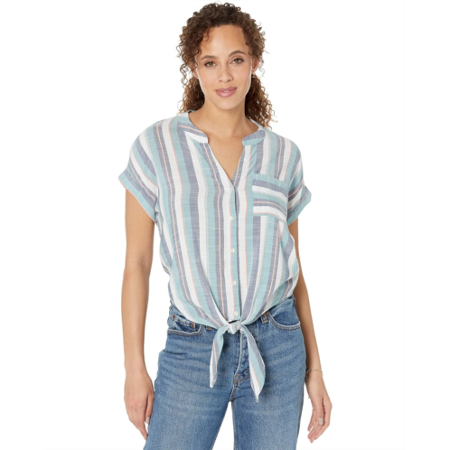 NIC+ZOE Horizon Stripe Tie Front Top