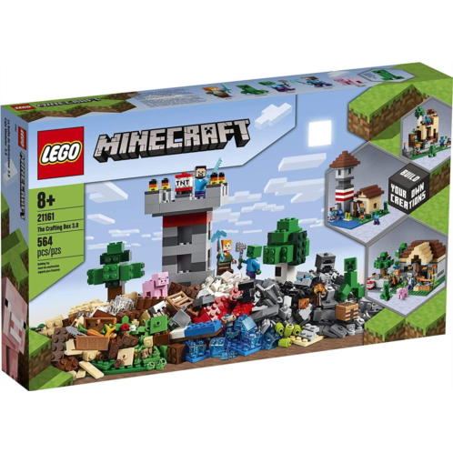 LEGO Minecraft The Crafting Box 3.0 21161 Minecraft Brick Construction Toy and Minifigures, Castle and Farm Building Set, Great Gift for Minecraft Players Aged 8 and up (564 Pieces