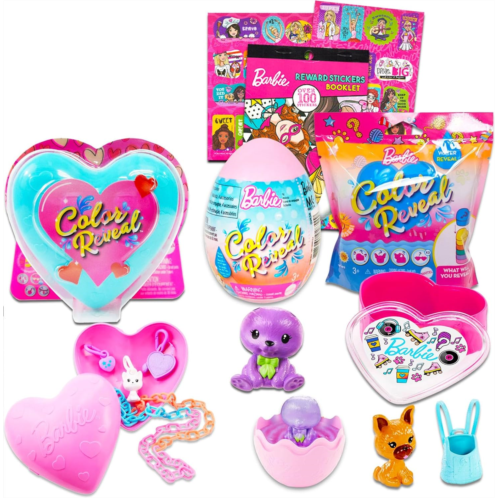 Bendon Barbie Color Reveal Doll Play Set - Bundle with Barbie Color Reveal Pets Plus Barbie Stickers Barbie Gift Set