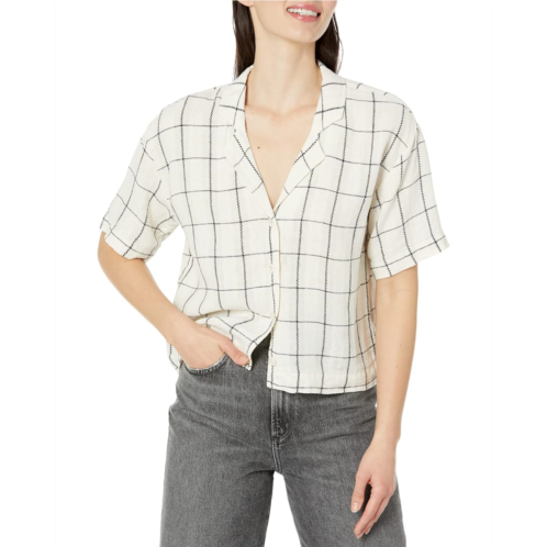 Madewell Cropped Resort Shirt - Linen Windowpane