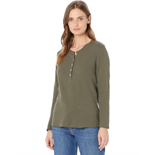 Womens PACT Waffle Henley