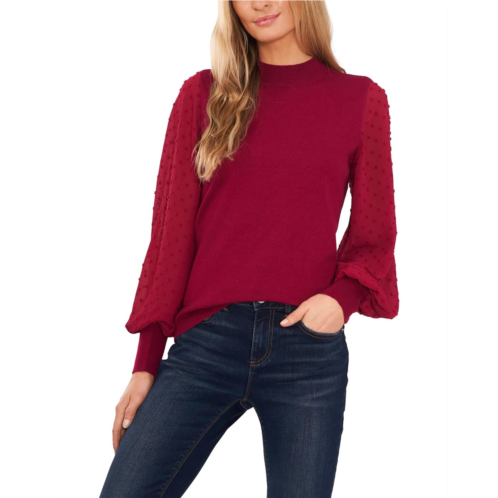 CeCe Long Sleeve Mock Neck Clip Sleeve Sweater