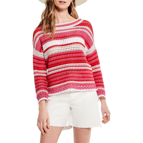 Womens NIC+ZOE Petite Colorful Crochet Sweater
