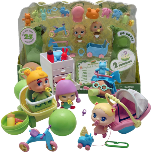 Nature Bound Pea Pod Babies Giant Twenty Five Piece Playset - Collectible Mystery Surprise Toy with Mini Baby, Clothing, & Accessories - All in A Soft Pea Pod - Small Doll for Boys & Girls Ages