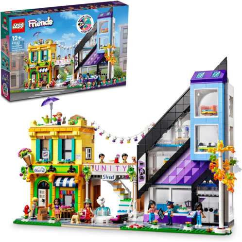 LEGO Friends Downtown Flower and Design Stores 41732 Building Set - Buildable Toy with Apartment, Shops, House, and Classic Characters, Model to Customize, Decorate, and Display fo