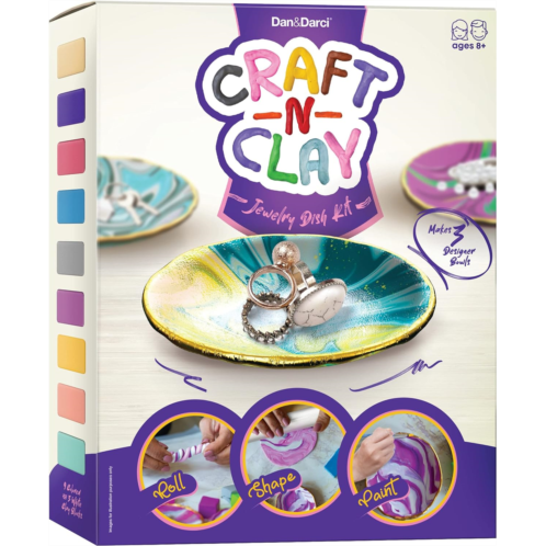 Dan&Darci Craft n Clay - Jewelry Dish Making Kit for Kids Ages 8-14 Year Old - Best DIY Arts & Crafts Kits Easter Gifts - Creative Toys for Preteen & Teenagers Art Projects - Girl Birthday G