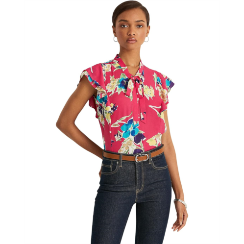 POLO Ralph Lauren Floral Georgette Tie Neck Blouse