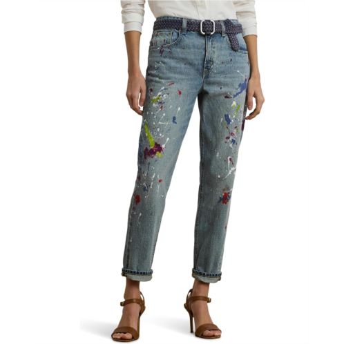 POLO RALPH LAUREN Womens Lauren Ralph Lauren Print Boyfriend Tapered Ankle Jeans