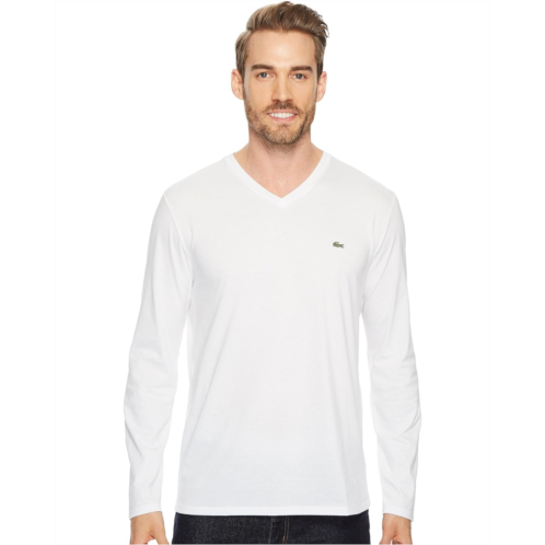 Mens Lacoste Long Sleeve Pima Jersey V-Neck T-Shirt