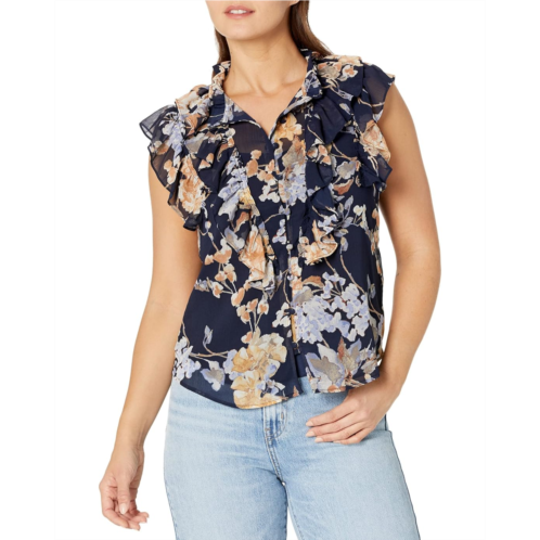 POLO RALPH LAUREN Womens Lauren Ralph Lauren Petite Floral Georgette Sleeveless Shirt