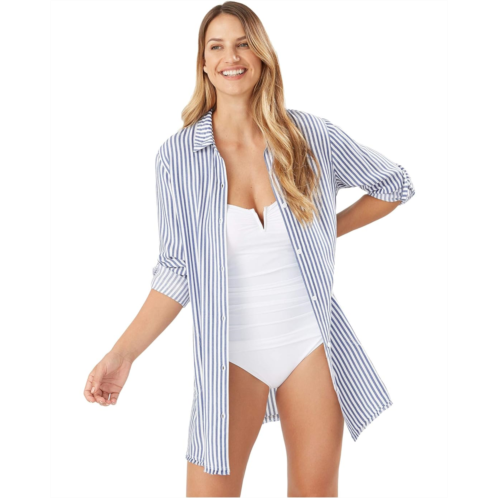 Womens Tommy Bahama Chambray Stripe Boyfriend Shirt