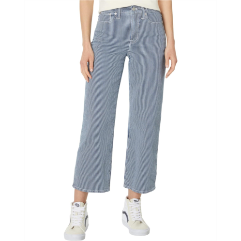 Womens Madewell The Perfect Vintage Wide-Leg Crop Jean in Indigo Railroad Stripe