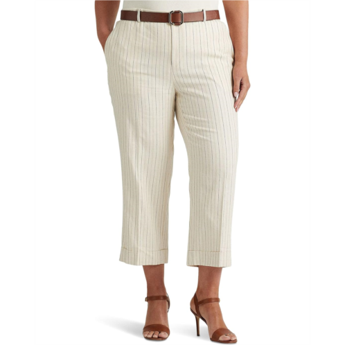 POLO Ralph Lauren Plus Size Striped Twill Wide-Leg Cropped Pants