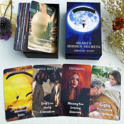soulme Twin Flame Love Oracle Cards, Hearts Hidden Secrets Oracle Deck, 78 Tarot Cards for Beginner, Help Uncover What is Truly in Their Heart Space