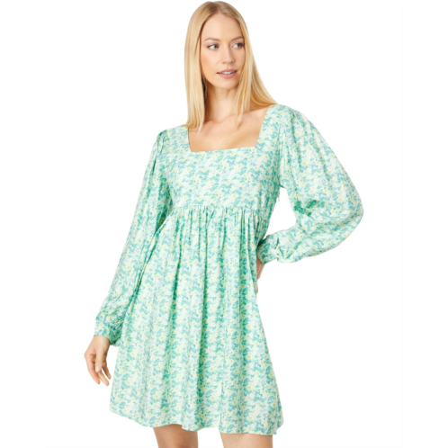 MOON RIVER Long Puff Sleeve Floral Dress