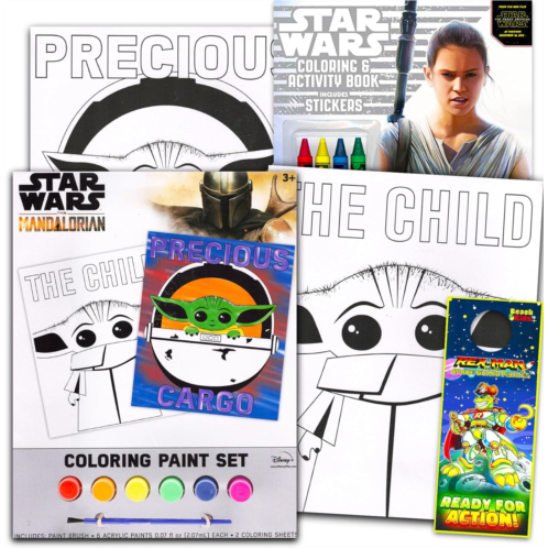 Disney Baby Yoda Paint Posters Set - Bundle with Star Wars Painting Activity Book with Coloring Pages, Stickers, and More Baby Yoda Coloring and Activities for Toddlers, Kids